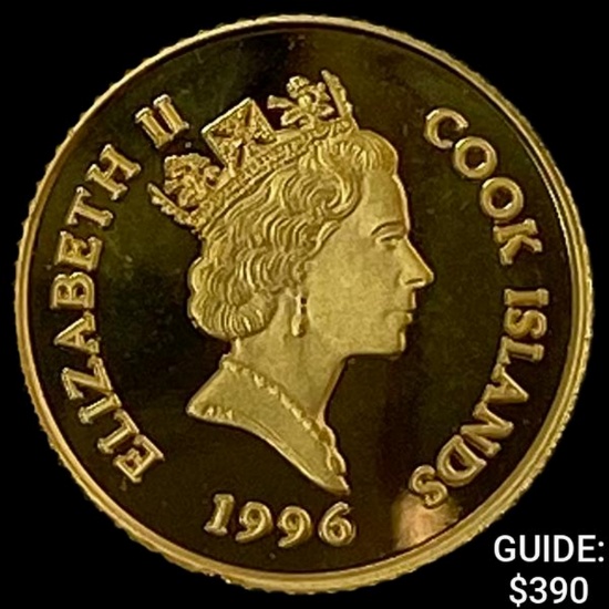 1996 Cook Islands .05oz Gold $10 Dollar CHOICE PROOF
