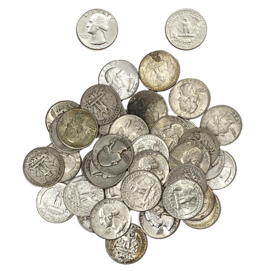 1932-1964 [40] Silver Washington Quarters Lot [40 Coins]