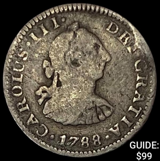 1788Mo FM Mexico Silver Real ABOUT UNCIRCULATED