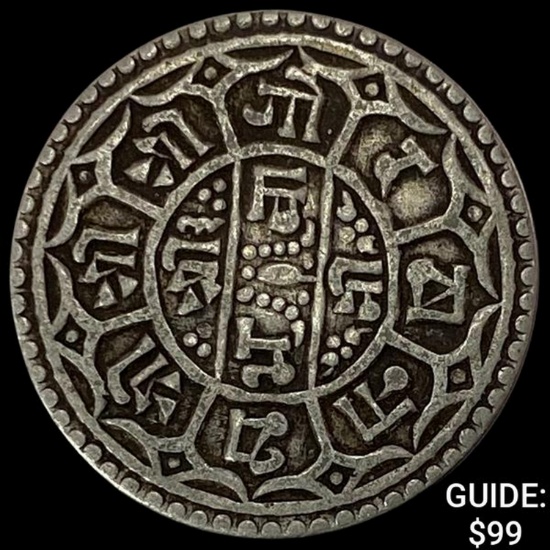 1881-1911 Nepal Silver Mohar NEARLY UNCIRCULATED