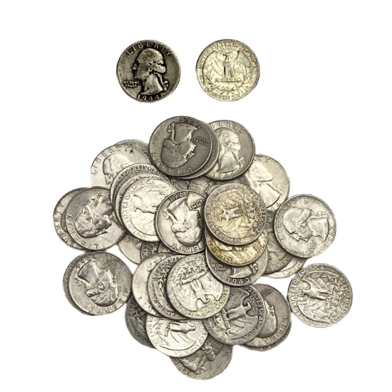 1932-1964 [40] Silver Washington Quarters Lot [40 Coins]