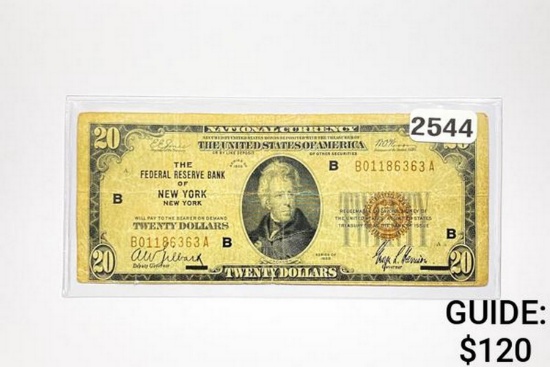 1929 $20 National Bank Note-Bank of New York