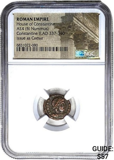Roman Constantine II, AD 337-340 AE4 BI Nummus NGC