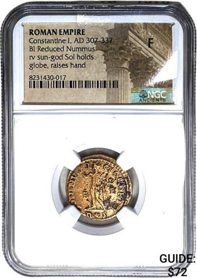 Roman Constantine I, AD 307-337 AE3/4 BI Nummus NGC F