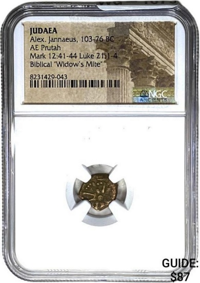 Judaea Alex. Jannaeus, 103-76 BC AE Prutah NGC