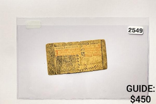 May 1, 1758 30 Shillings New Jersey Colonial Note