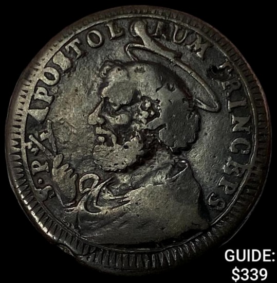 1796 Papal States 2 1/2 Baiocchi CLOSELY UNCIRCULATED