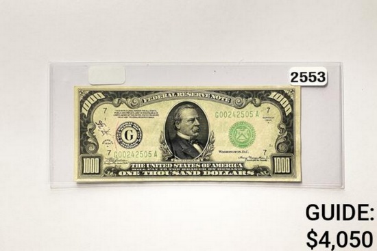1934A $1000 Federal Reserve Note-Bank of Chicago