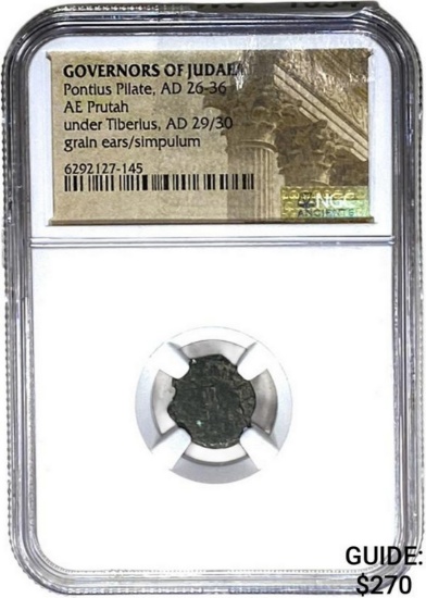 Judaea Pontius Pilate, AD 26-36 AE Prutah NGC