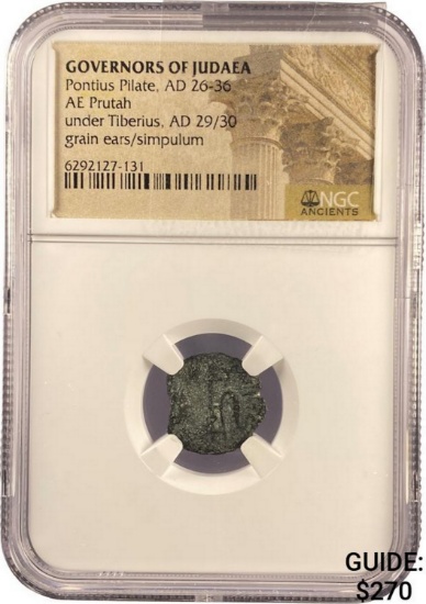 Judaea Pontius Pilate, AD 26-36 AE Prutah NGC