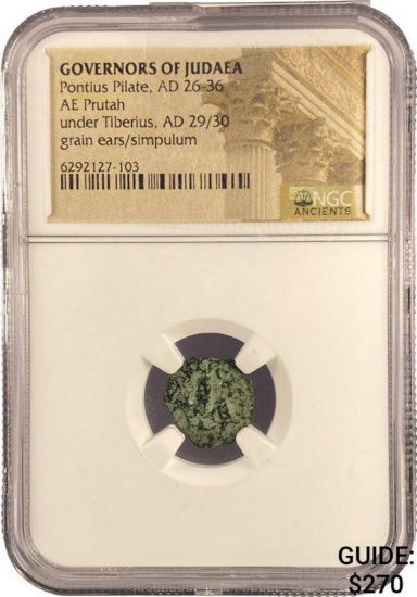 Judaea Pontius Pilate, AD 26-36 AE Prutah NGC
