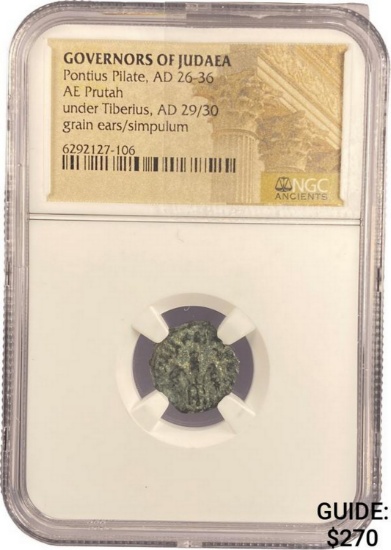 Judaea Pontius Pilate, AD 26-36 AE Prutah NGC