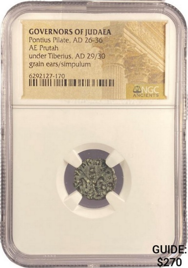 Judaea Pontius Pilate, AD 26-36 AE Prutah NGC