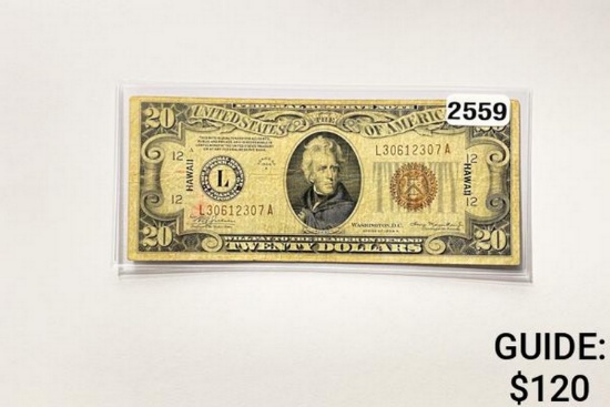 1934A $20 Federal Reserve Note-Hawaii Emerg. Issue