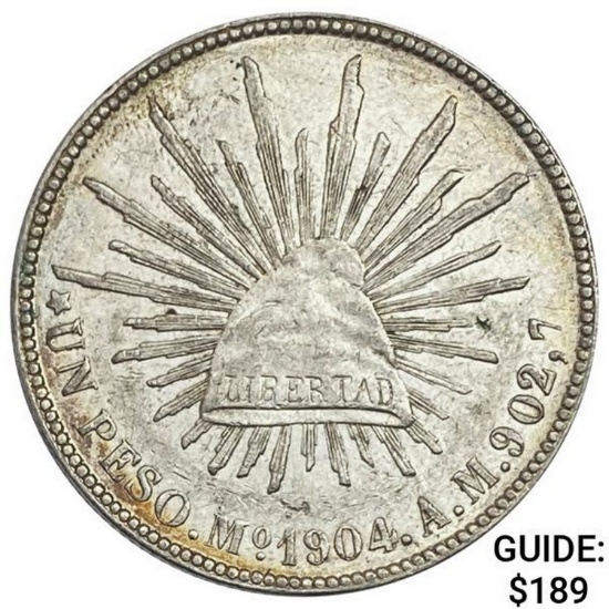 1904Mo AM Mexico Silver Peso CHOICE AU