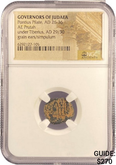 Judaea Pontius Pilate, AD 26-36 AE Prutah NGC