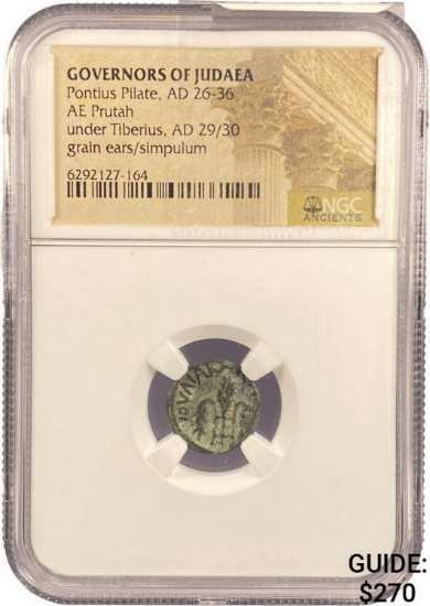 Judaea Pontius Pilate, AD 26-36 AE Prutah NGC
