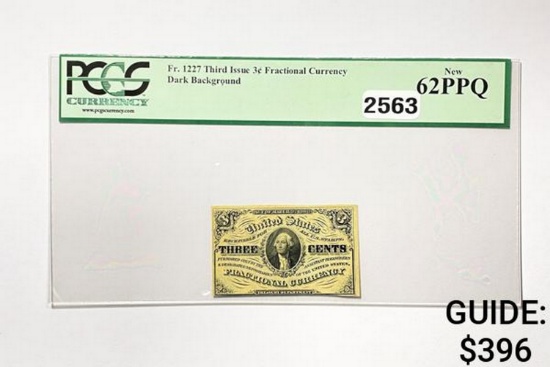 1863 3C 3rd Issue Fractional Currency PCGS 62 PPQ
