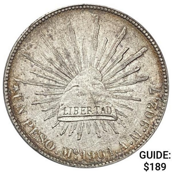 1901Mo AM Mexico Silver Peso CHOICE AU