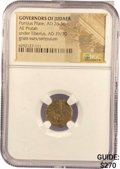 Judaea Pontius Pilate, AD 26-36 AE Prutah NGC
