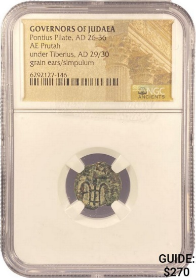 Judaea Pontius Pilate, AD 26-36 AE Prutah NGC