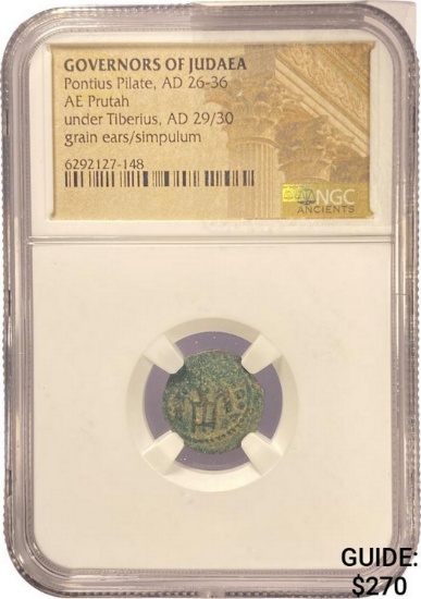 Judaea Pontius Pilate, AD 26-36 AE Prutah NGC