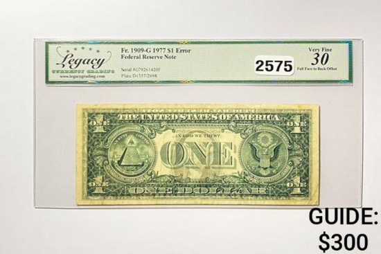 1977 $1 Federal Reserve Note-Chicago LCG 30 VF