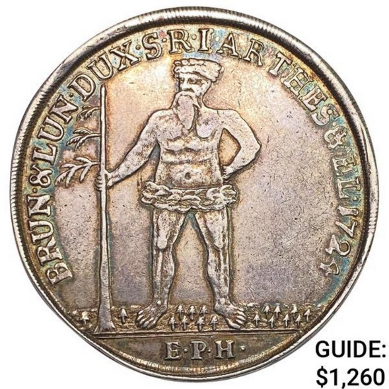 1724 Brunswick Silver Thaler CLOSELY UNCIRCULATED