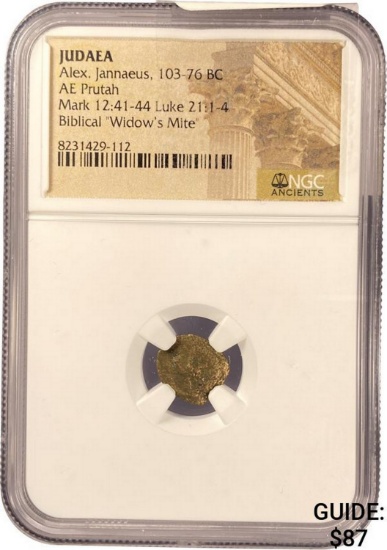 Judaea Alex. Jannaeus, 103-76 BC AE Prutah NGC