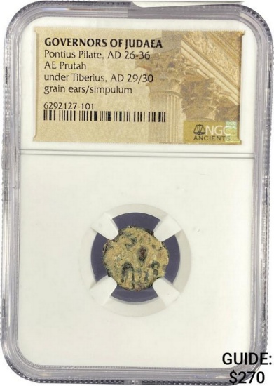 Judaea Pontius Pilate, AD 26-36 AE Prutah NGC