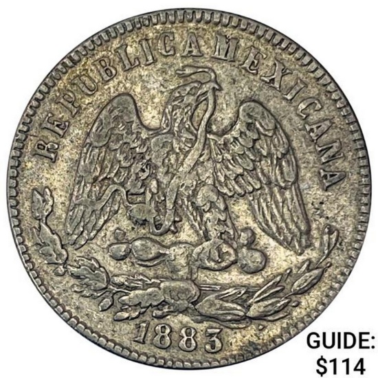 1883Zs S Mexico 25 Centavos CLOSELY UNCIRCULATED