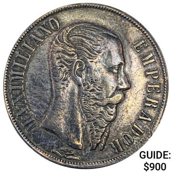 1866Mo Mexico Silver Peso Maximillian CLOSELY UNCIRCULATED