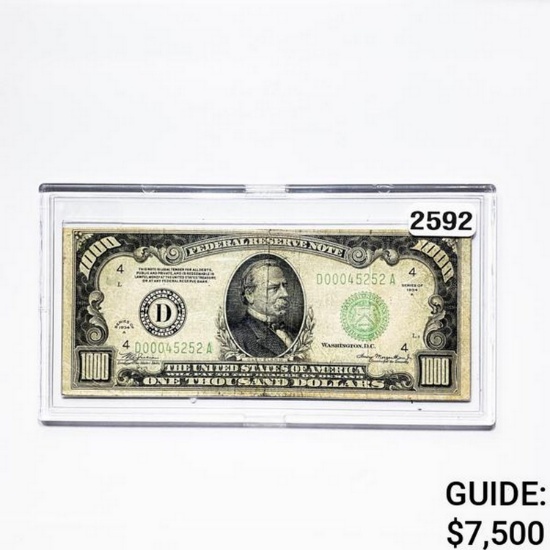 1934A $1000 Federal Reserve Note-Cleveland, OH