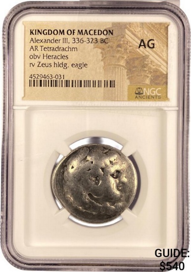 Macedon Alexander III, BC 336-323 Silver Tetradrachm  AG