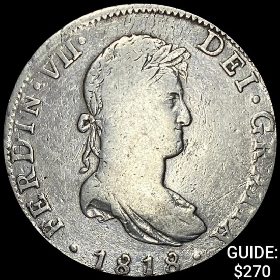 1818Mo Mexcio Ferdin VII Silver 8 Reales NEARLY UNCIRCULATED