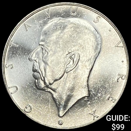 1938 Sweden Silver 2 Kroner UNCIRCULATED