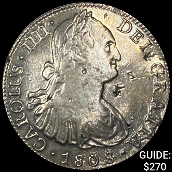 1808Mo TH Mexico Carlos IIII Silver 8 Reales NEARLY UNCIRCULATED
