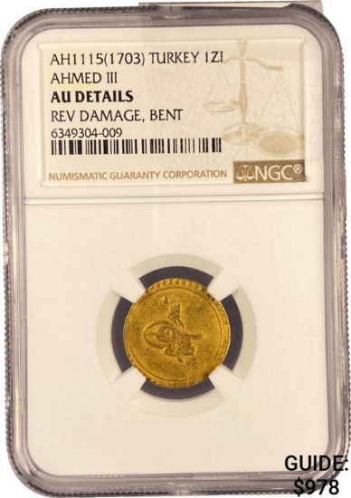 1703 Turkey 1ZI, Ahmed III AH1115 NGC AU