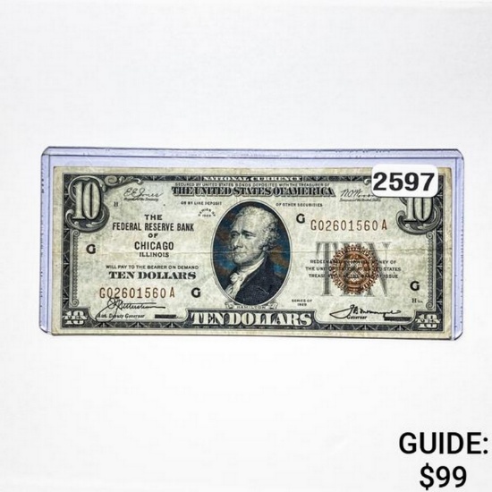 1929 $10 Federal Reserve Note-Bank of Chicago
