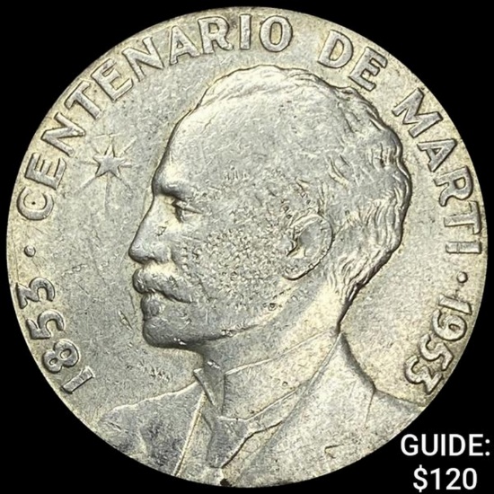 1953 Cuba Silver Peso .77oz CLOSELY UNCIRCULATED