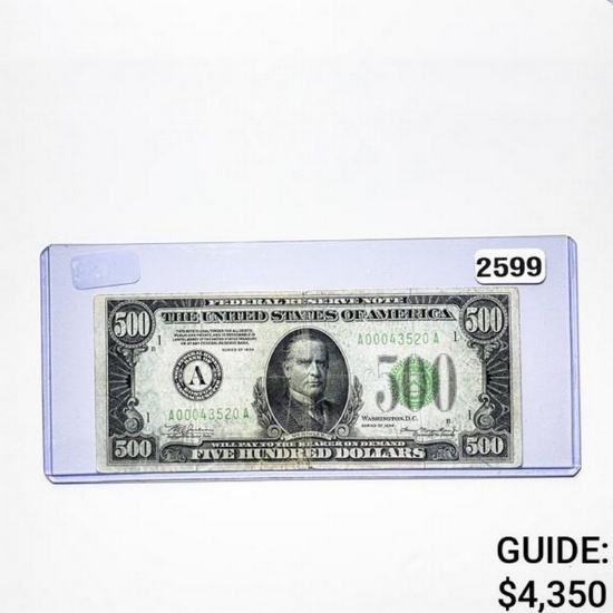 1934 $500 Federal Reserve Note-Bank of Boston