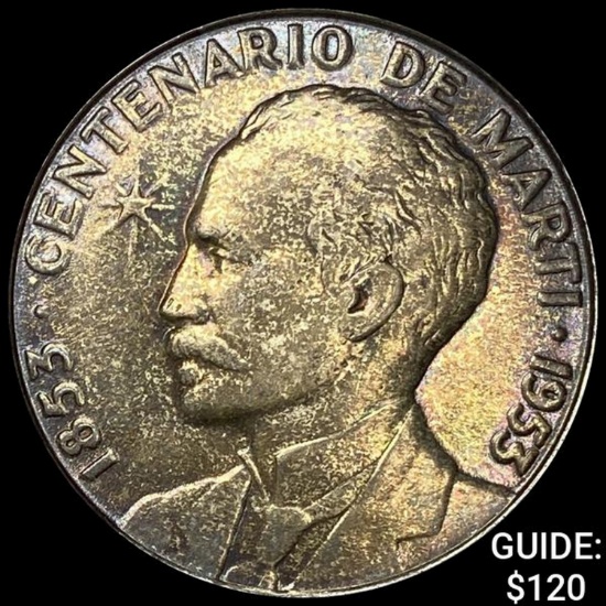 1953 Cuba Silver Peso .77oz NEARLY UNCIRCULATED