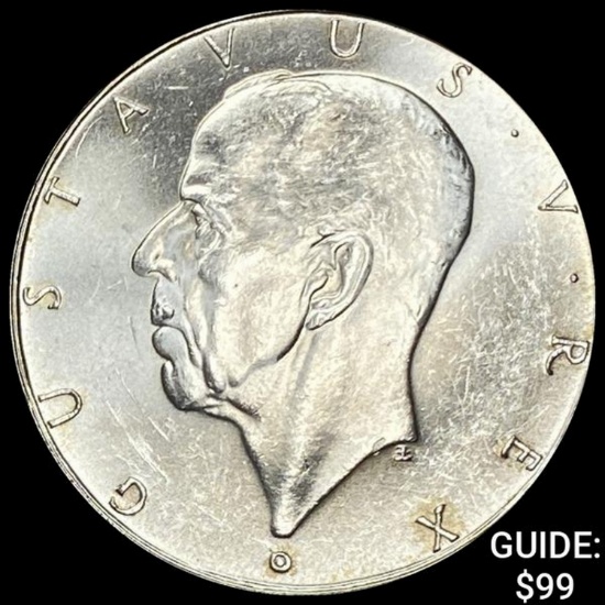 1938 Sweden Silver 2 Kroner UNCIRCULATED