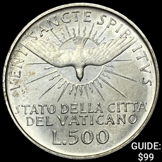 1963 Vatican City Silver 500 Lira UNCIRCULATED
