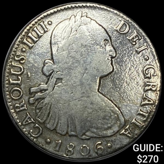 1806Mo TH Mexico Carolus IIII Silver 8 Reales ABOUT UNCIRCULATED