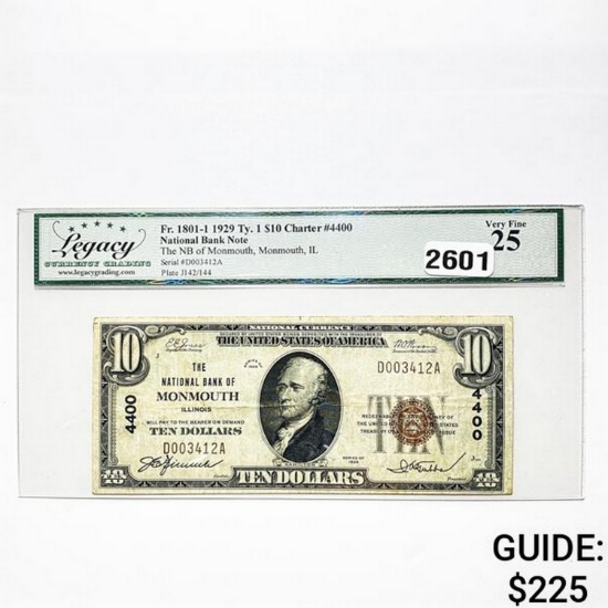 1929 $10 Nat. Bank Note-NB of Illinois LCG 25 FV