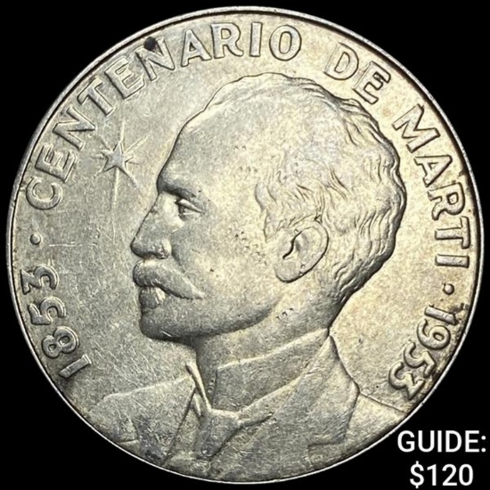 1953 Cuba Silver Peso .77oz CLOSELY UNCIRCULATED