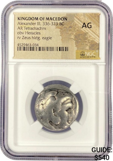 Macedon Alexander III, 336-323 Silver Tetradrachm NGC