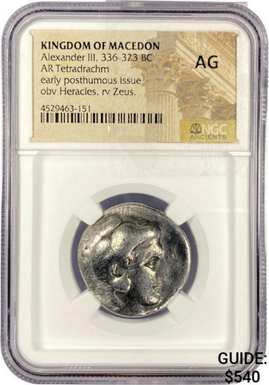 Macedon Alexander III, 336-323 Silver Tetradrachm NGC
