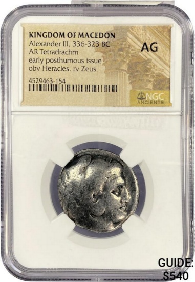Macedon Alexander III, 336-323 Silver Tetradrachm NGC